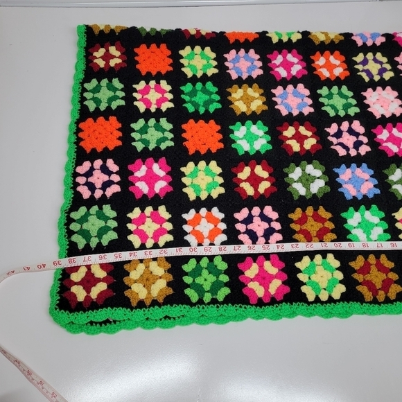 Vintage Handmade Crochet Granny Square Afghan Throw Blanket 50by39 - Picture 7 of 12